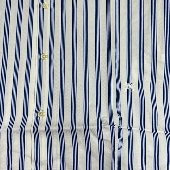 New Soulland Cornwall Men White Striped Shirt Short Sleeve Slim Button-Down US L - Picture 11 of 13